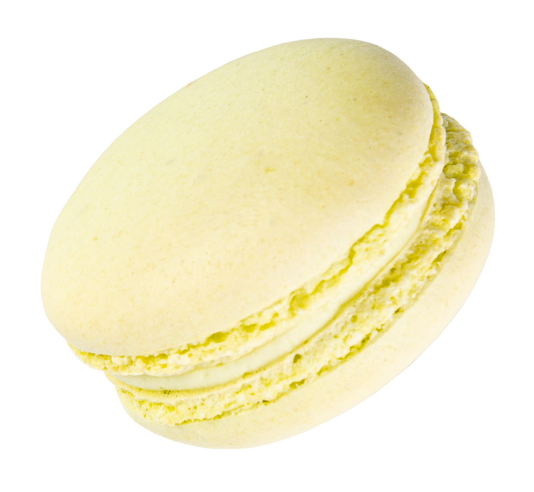 A box of key lime flavored macarons box