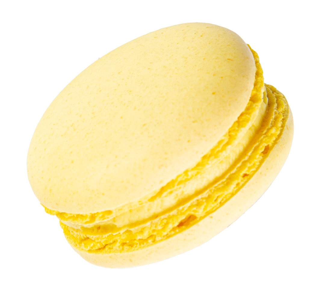 A close up of lemon macaron