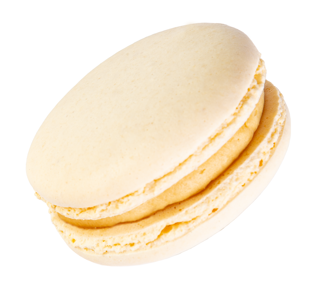 A salted caramel flavored macaron